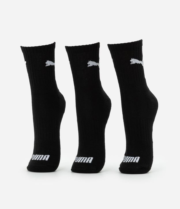 Kit 03 Medias Caña Mediana en Algodón con Logo Puma