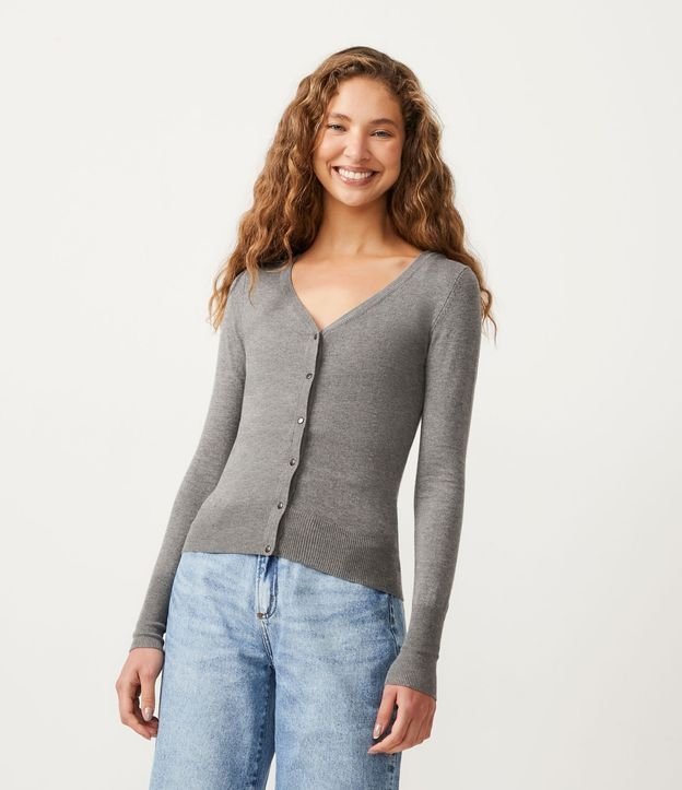 Cardigan Basico de Punto con Botónes