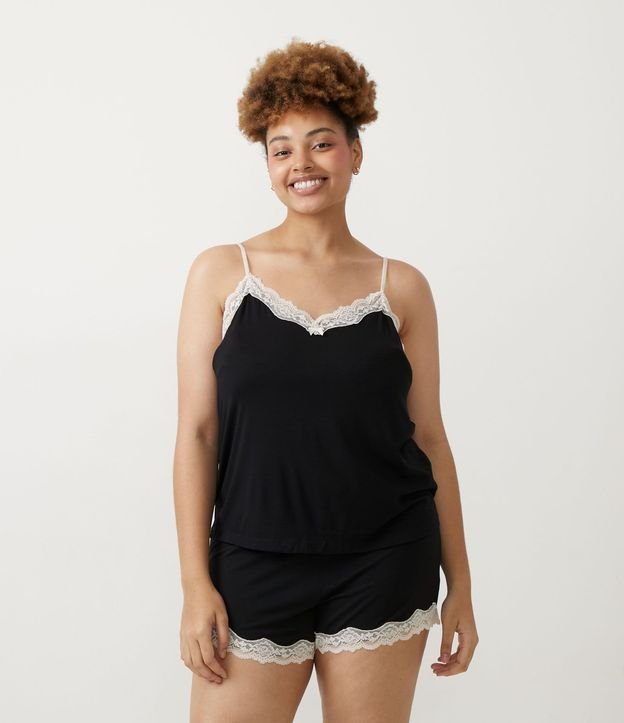 Pijama Short Doll en Viscolycra con Detalles en Encaje 1