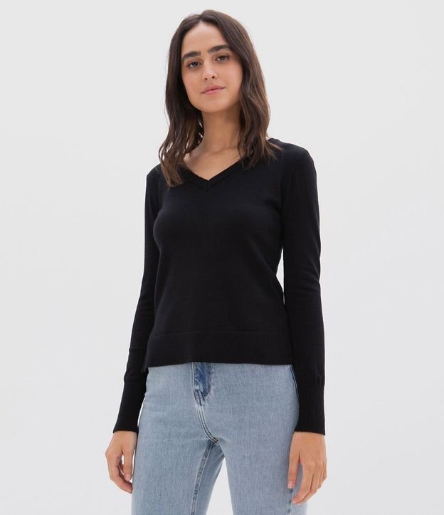Blusa de Punto con Abertura Básica