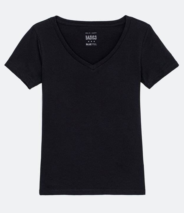 Remera en Algodón con Cuello V y Manga corta 3