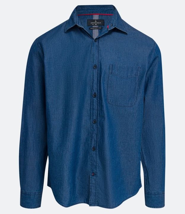 Camisa Lisa Basica en Jean Manga Larga