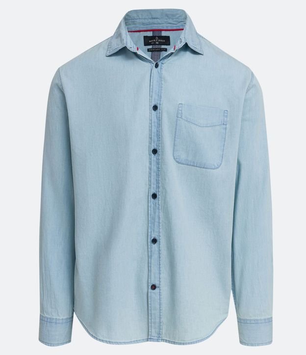 Camisa Lisa Basica en Jean Manga Larga