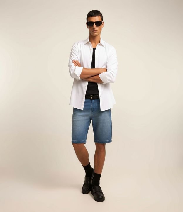 Bermuda Slim en Jean con Dobladillos y en Color Gastado 5