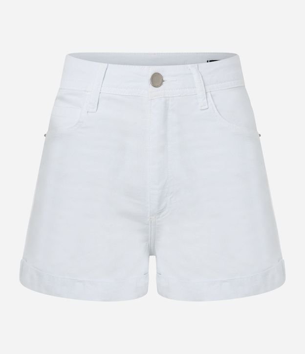 Short en Sarga con Cintura Alta y Bajo Plegado 6