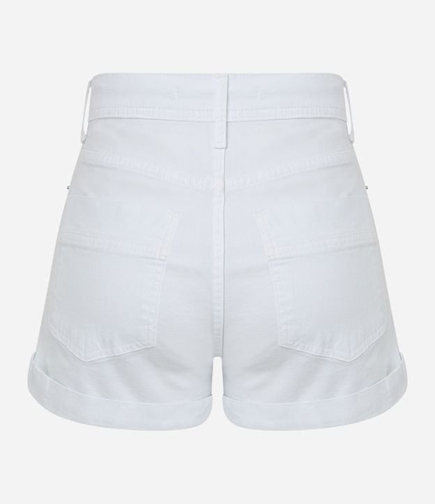Short en Sarga con Cintura Alta y Bajo Plegado 7