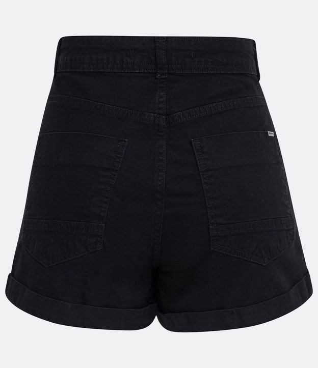 Short en Sarga con Cintura Alta y Bajo Plegado 7