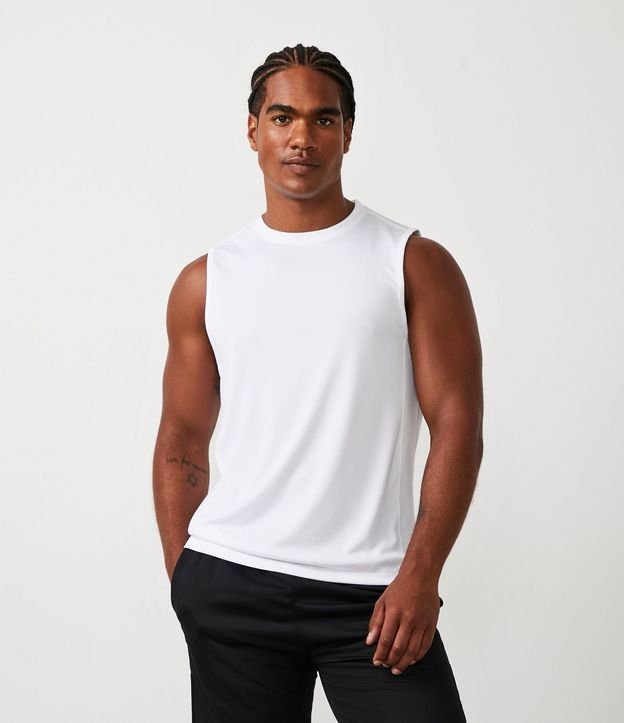 Musculosa Regular Básica Deportiva con Recortes y Lettering