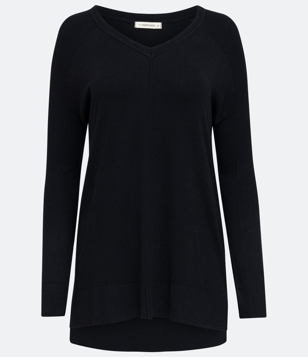 Blusa de Punto con Escote V Texturizada con Barra Mullet
