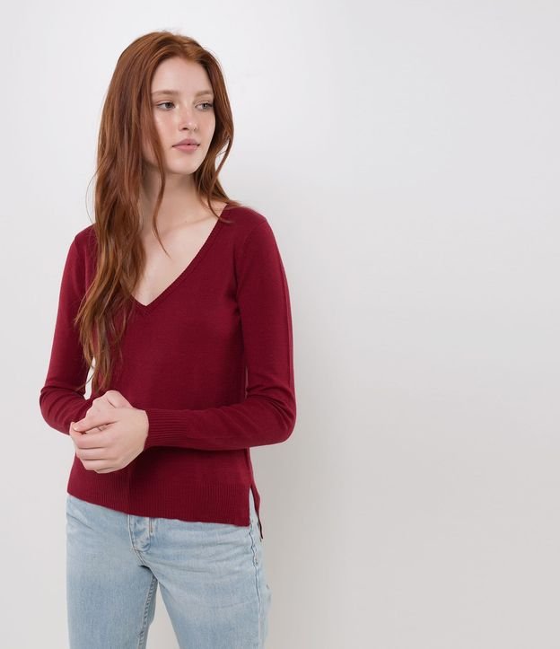 Blusa de Punto con Abertura Básica