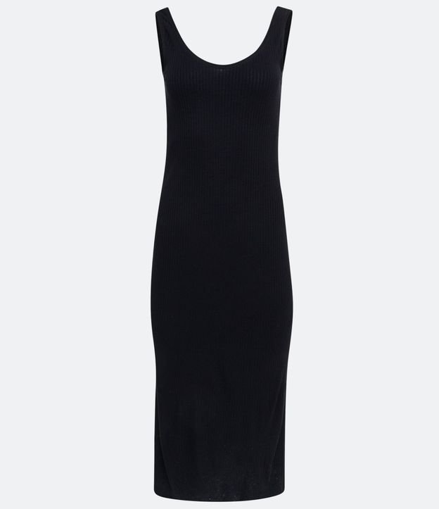 Vestido Midi en Viscosa Acanalado sin Mangas
