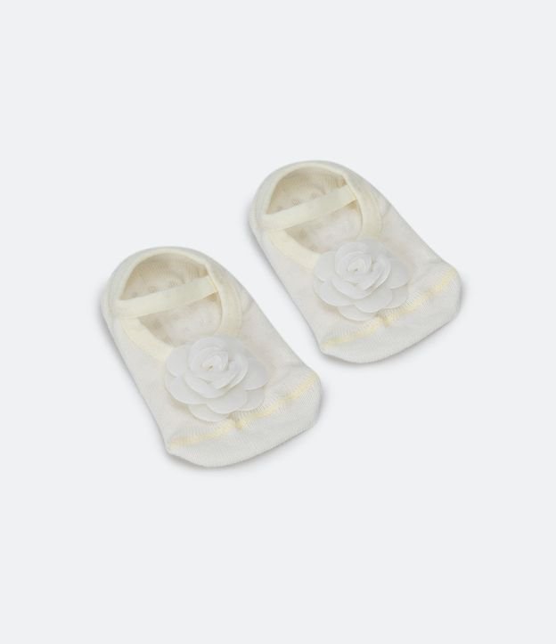 Media Ballet Infantil con Bordado de Flor y Antideslizante  - Talle 0 a 12 meses