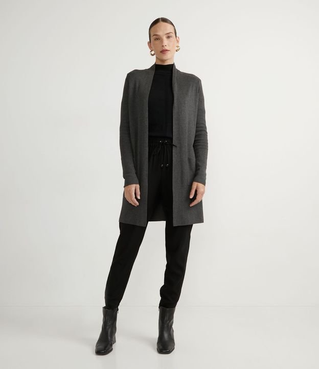 Cardigan Alargado Básico de Punto con Bolsillos 4