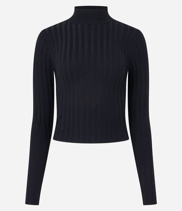 Blusa de Punto Acanalado con Cuello Alto y Manga Larga 5