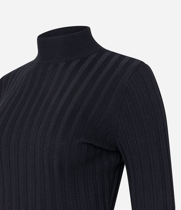 Blusa de Punto Acanalado con Cuello Alto y Manga Larga 6