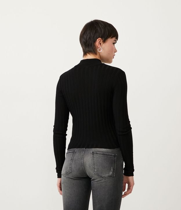 Blusa de Punto Acanalado con Cuello Alto y Manga Larga 3