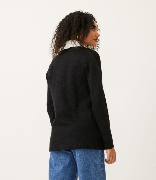 Saco Cardigan Alargado en Punto con Cuello de Pelinhos y Bolsos 3