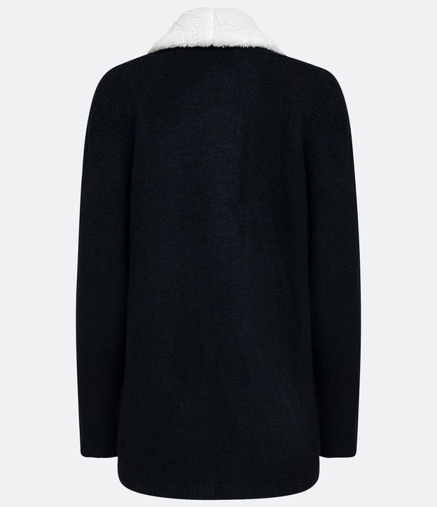 Saco Cardigan Alargado en Punto con Cuello de Pelinhos y Bolsos 7