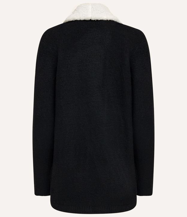 Saco Cardigan Alargado en Punto con Cuello de Pelinhos y Bolsos 8