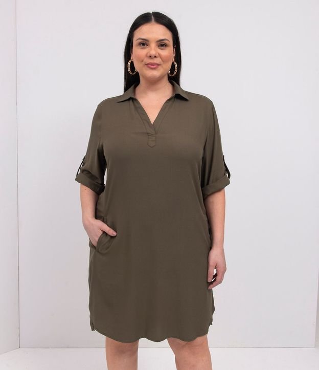 Vestido Chemise Corto sin Estampa y con Bolsillo Curve & Plus Size