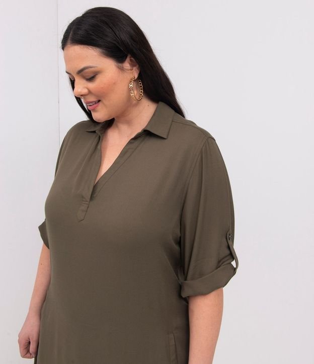 Vestido Chemise Corto sin Estampa y con Bolsillo Curve & Plus Size 4