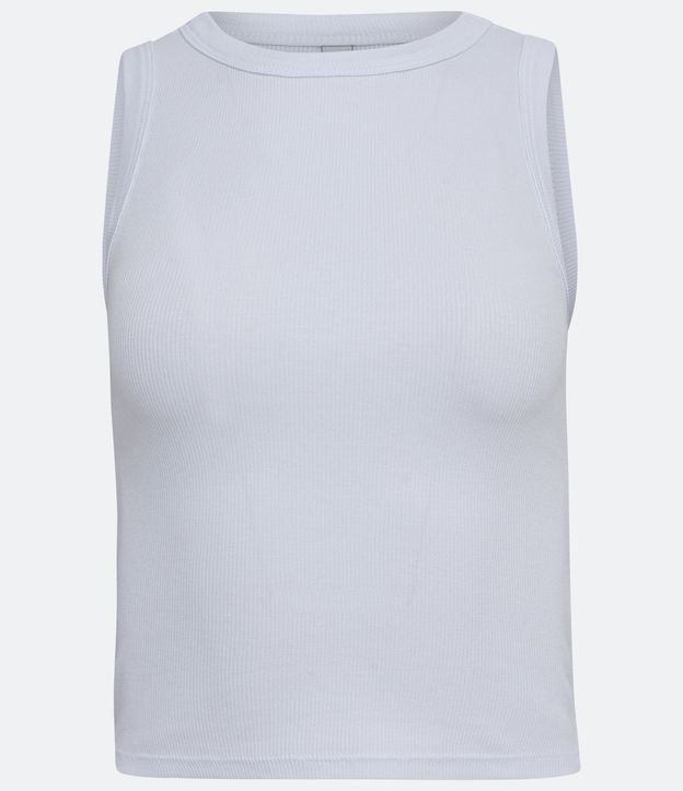 Blusa Cropped sin Manga en Ribana con Cuello Redondo 5