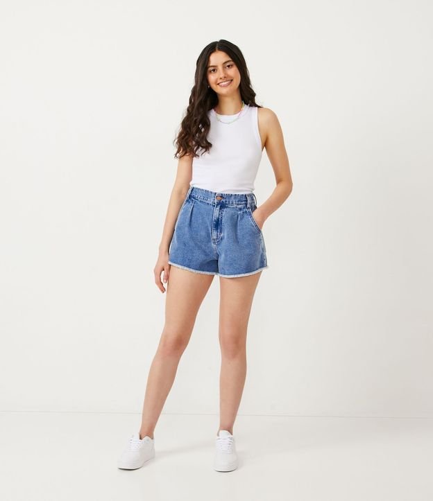 Blusa Cropped sin Manga en Ribana con Cuello Redondo 2