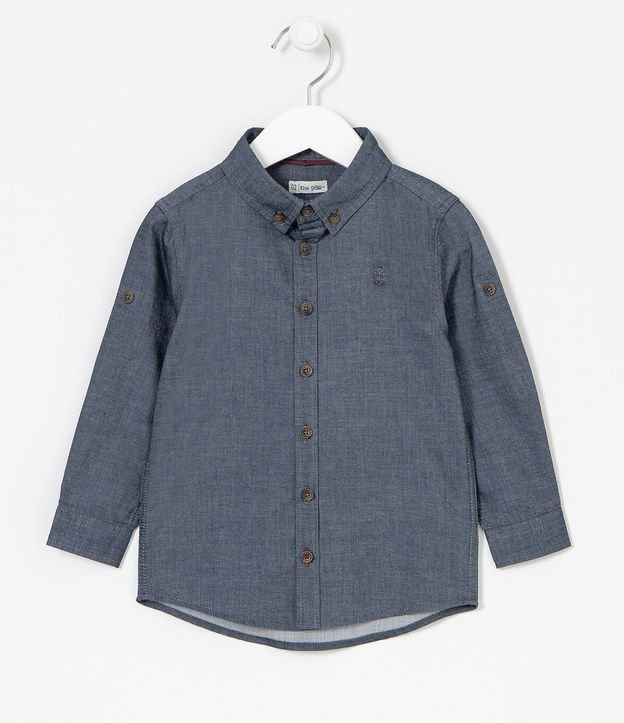 Camisa Manga Larga con Botónes Básica - Talle 1 a 4 años