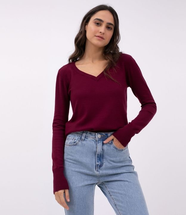 Blusa de Punto con Abertura Básica