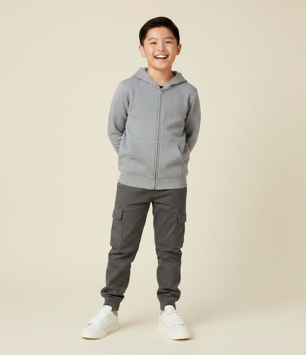 Campera Infantil en Algodón con Capucha  - Talle 5 a 14 años