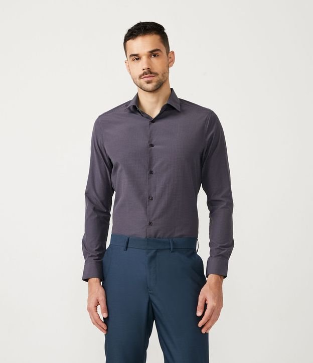 Camisa Social Manga Larga Estampa Cuadrillé Vichy