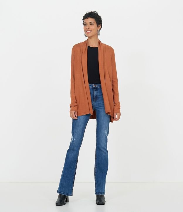 Chaqueta de Punto Larga sin Estampado