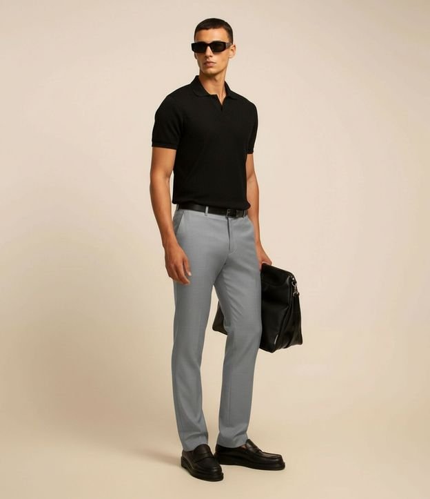 Pantalón Social Slim en Poliviscose con Bolsillos