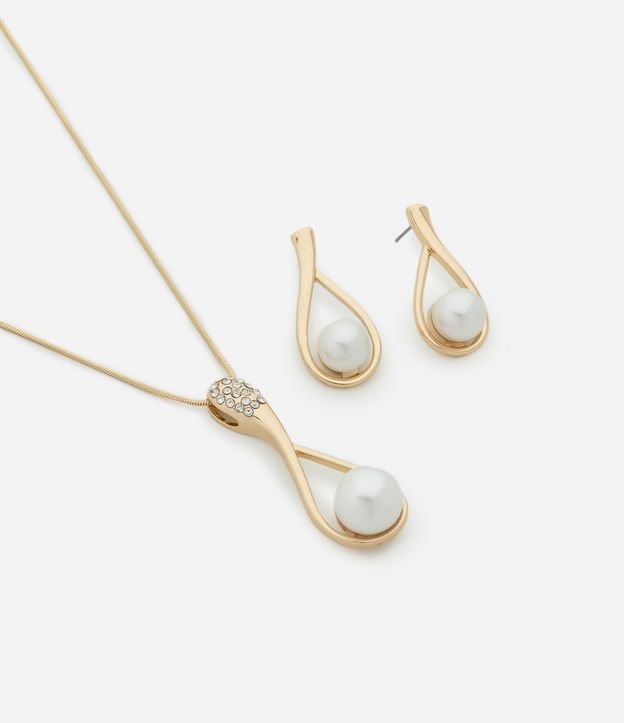 Conjunto Caravana y Collar con Colgante Gota de Perla 3