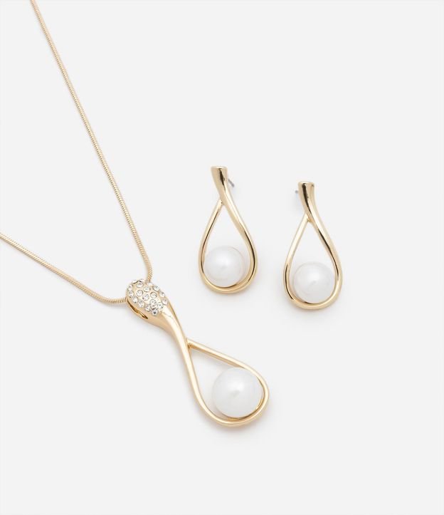 Conjunto Caravana y Collar con Colgante Gota de Perla 2