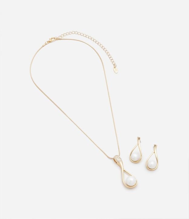 Conjunto Caravana y Collar con Colgante Gota de Perla 4