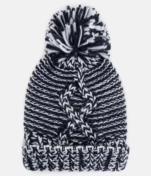 Gorro Infantil Mesclado con Pompon y Detalle Cruzado Tam 0 a 12 meses