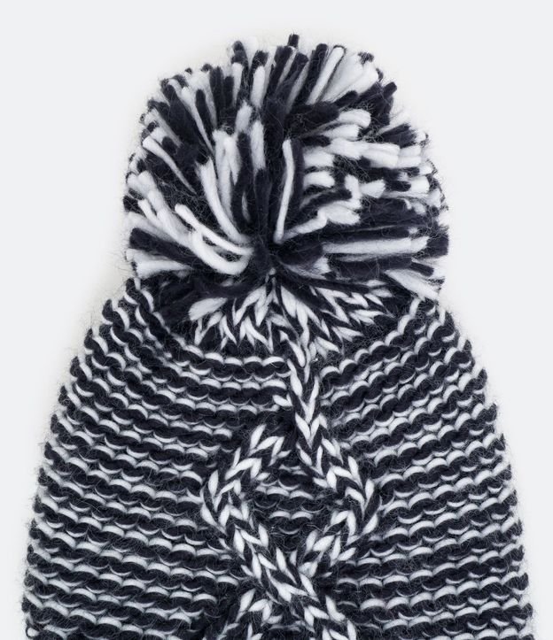 Gorro Infantil Mesclado con Pompon y Detalle Cruzado Tam 0 a 12 meses 2