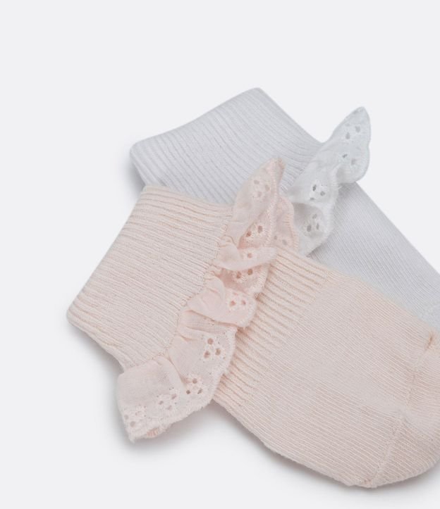 Kit 02 Pares de Medias con Encaje en Laise - Talle 0 a 12 meses 2