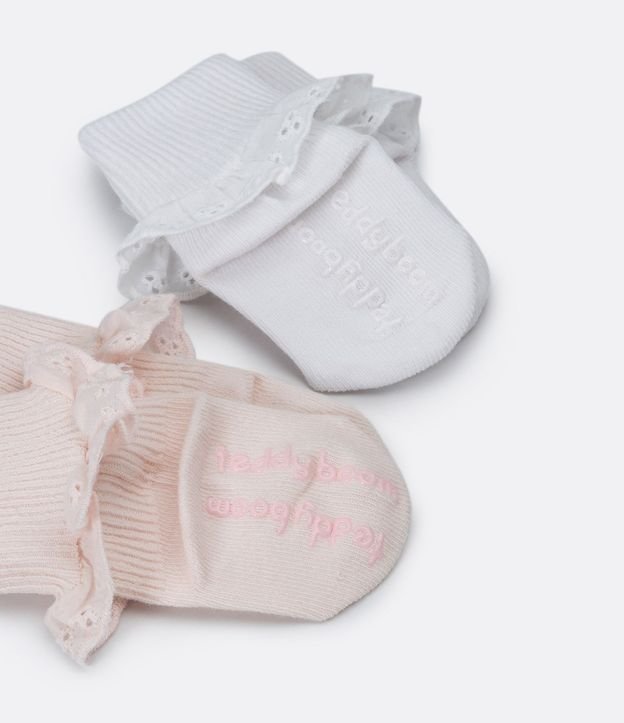 Kit 02 Pares de Medias con Encaje en Laise - Talle 0 a 12 meses 3