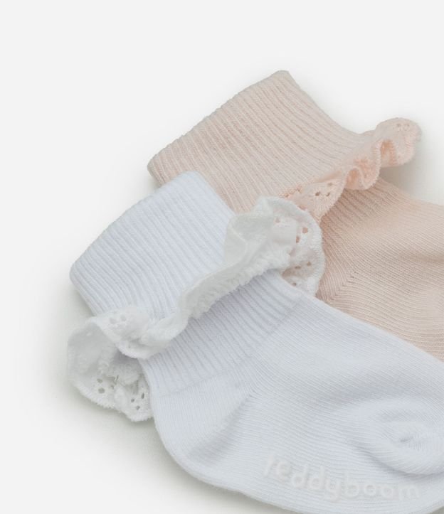 Kit 02 Pares de Medias con Encaje en Laise - Talle 0 a 12 meses 4