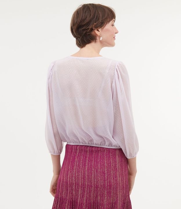Blusa Manga Larga Escote em V con Transparencia y Transpasse 2