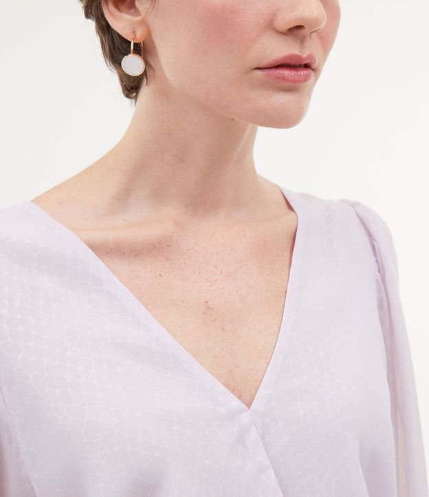 Blusa Manga Larga Escote em V con Transparencia y Transpasse 3