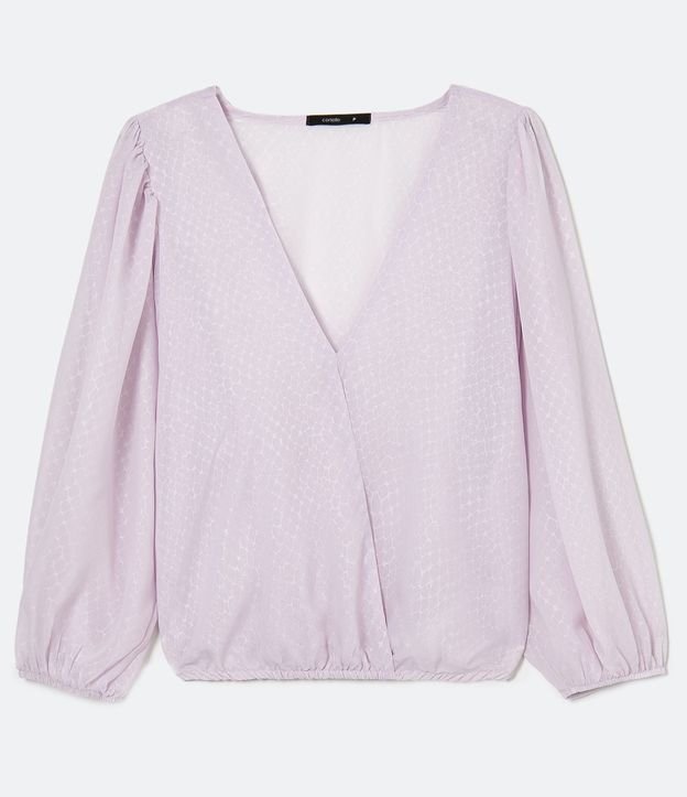 Blusa Manga Larga Escote em V con Transparencia y Transpasse 4