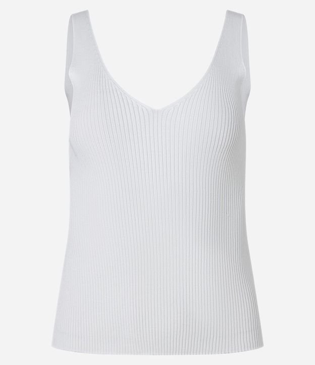 Blusa Musculosa en Punto Acanalado con Escote V 5