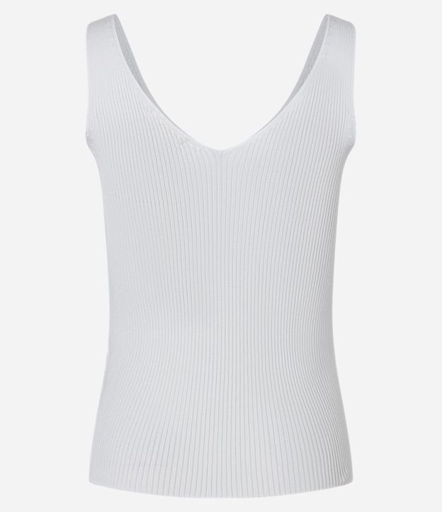 Blusa Musculosa en Punto Acanalado con Escote V 7