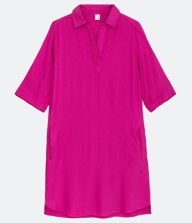 Vestido Corto en Viscosa con Bolsillos y sin Estampa