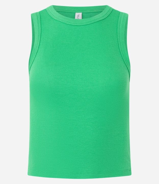 Blusa Cropped sin Manga en Ribana con Cuello Redondo 5
