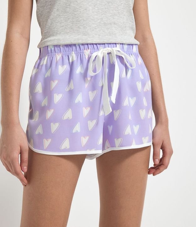 Short Runner de Pijama en Viscose con Ajuste Estampa Corazónes
