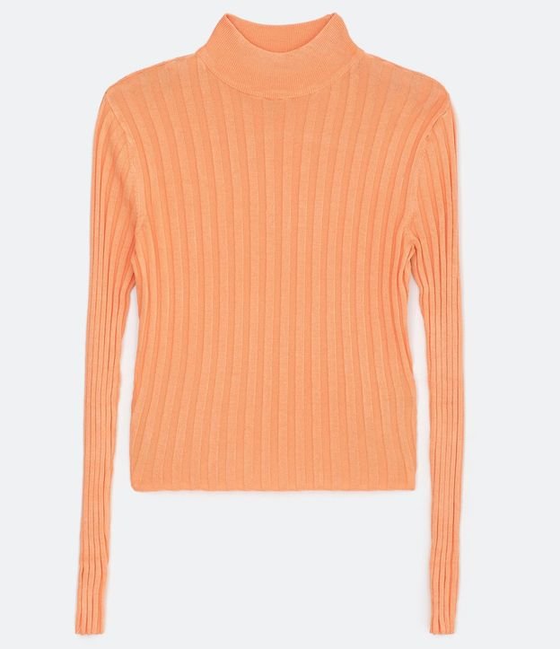 Blusa de Punto Acanalado con Cuello Alto y Manga Larga 6